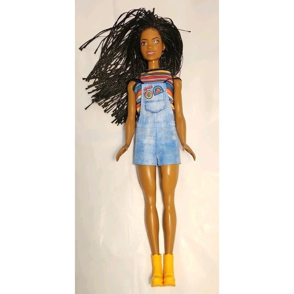 BARBIE BROOKLYN DOLL Let's Go Camping 2021 HDR74 Black Microbraids Freckles Top